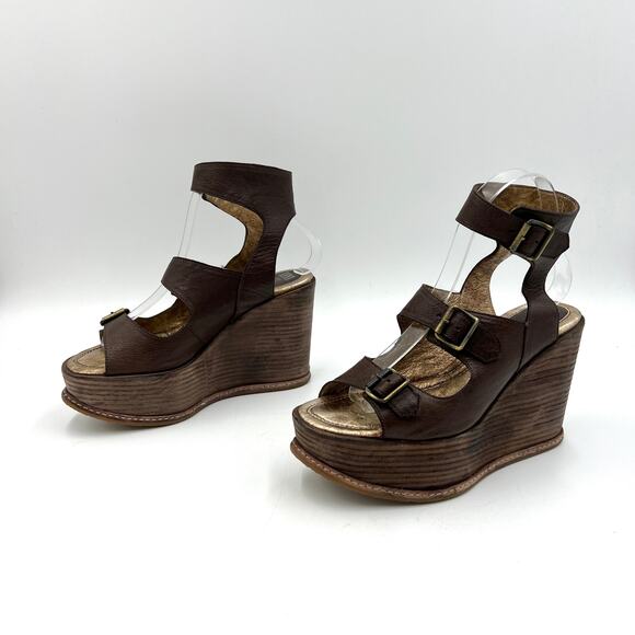 Anthropologie Anna Sui Platform Wedges Gladiator Straps Leather Boho - Picture 12 of 12
